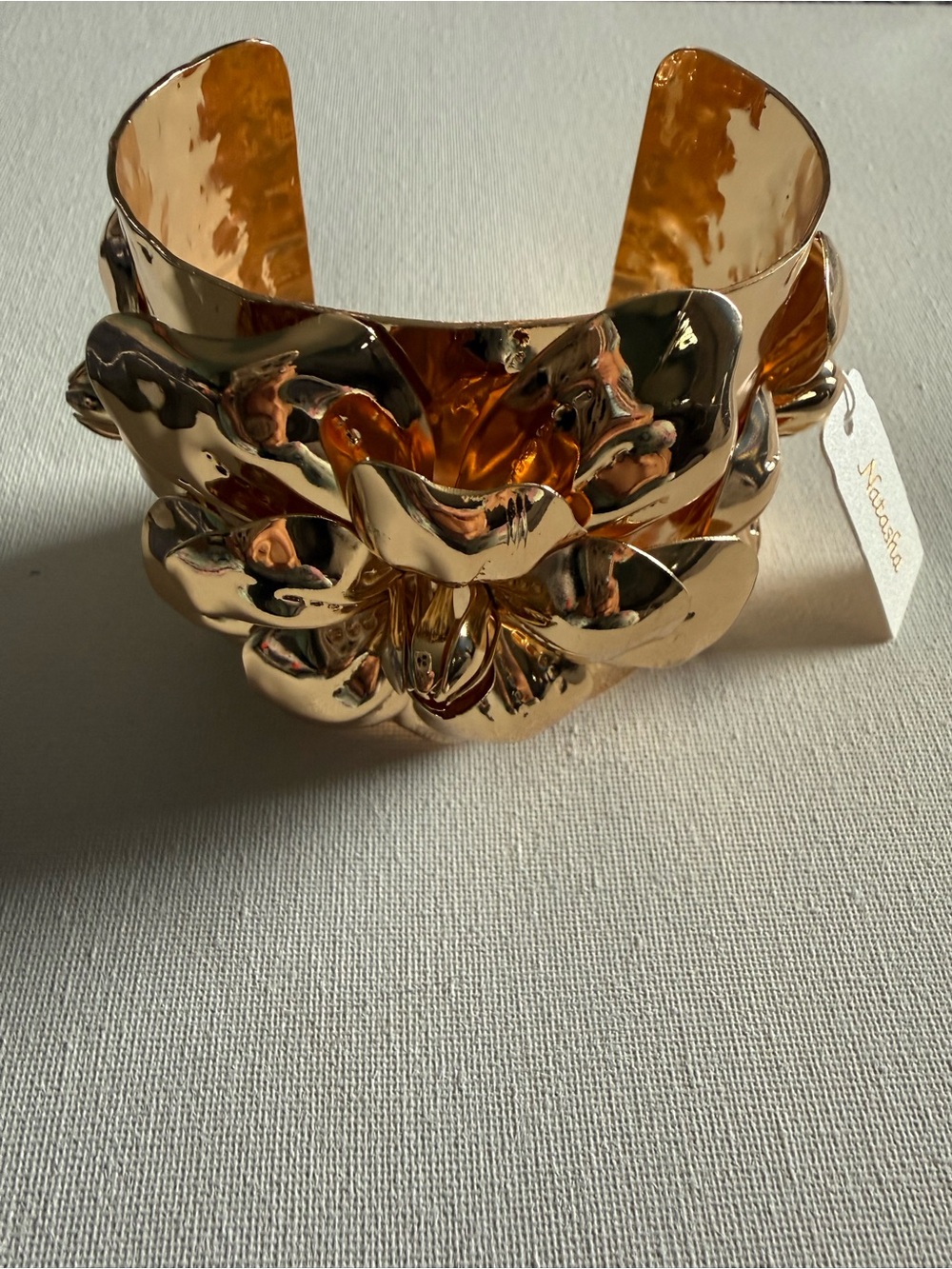 NEW Natasha Gold Floral Cuff Bracelet Statement Piece